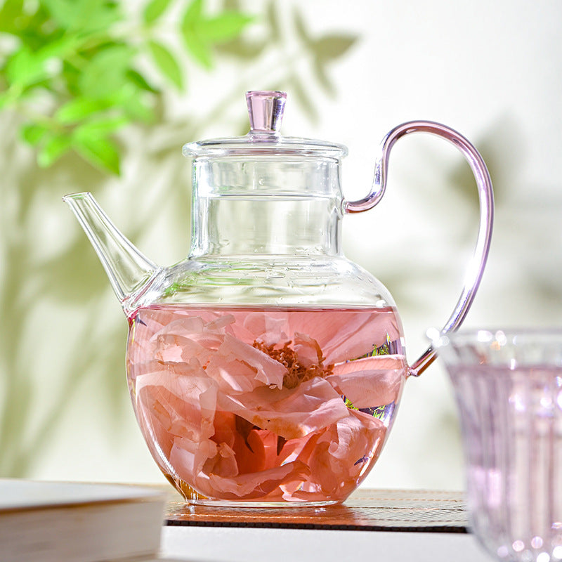 Handheld Apple Glass Teapot – Pink 600ml