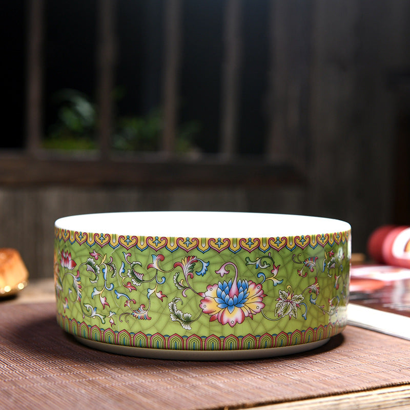 Enamel Painted Ceramic Tea Washers – Traditional Style, Large Capacity