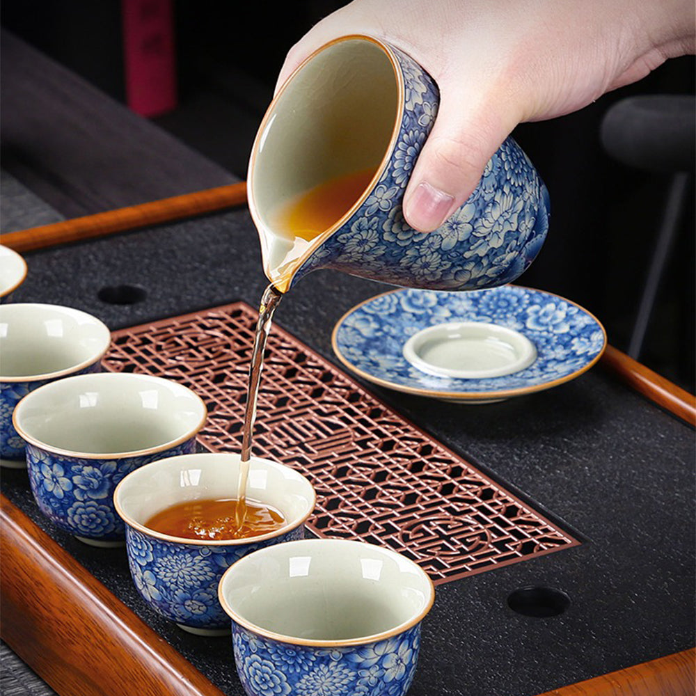 Ruyao Blue And White Flower Chinese Tea Set