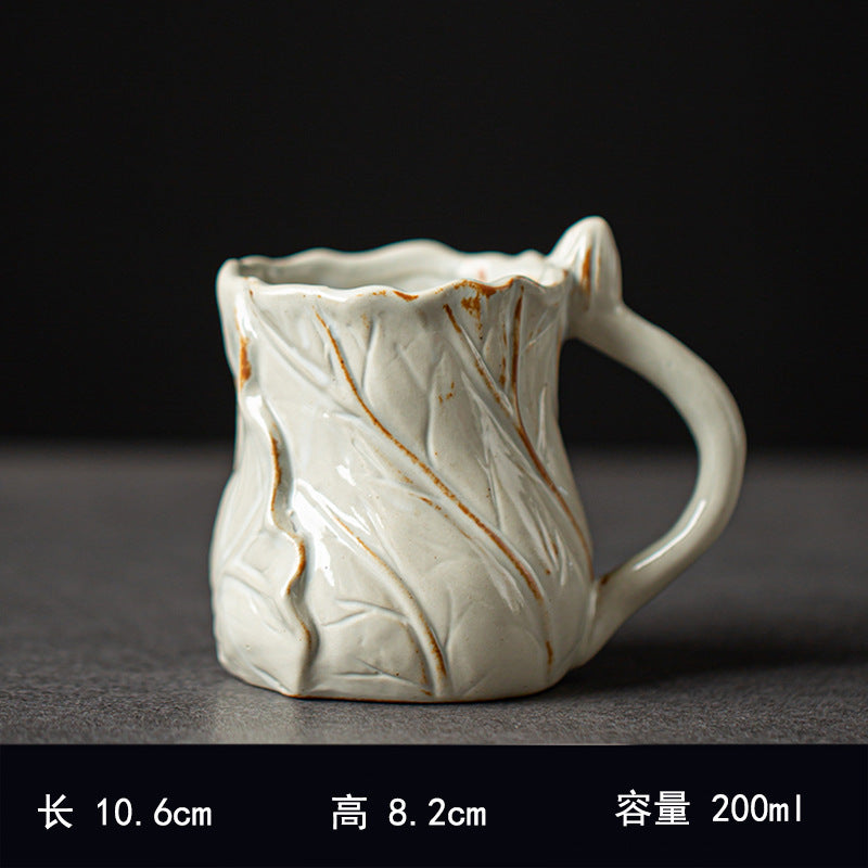 Hand-Pinched Ceramic Modern Tea Cup – Kiln-Changed Brown Glaze, 200ml, Rustic Style