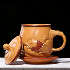 Yixing Purple Yellow Clay Fish & Dragon Tea Cup