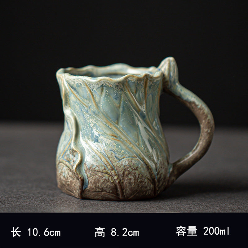 Hand-Pinched Ceramic Modern Tea Cup – Kiln-Changed Brown Glaze, 200ml, Rustic Style