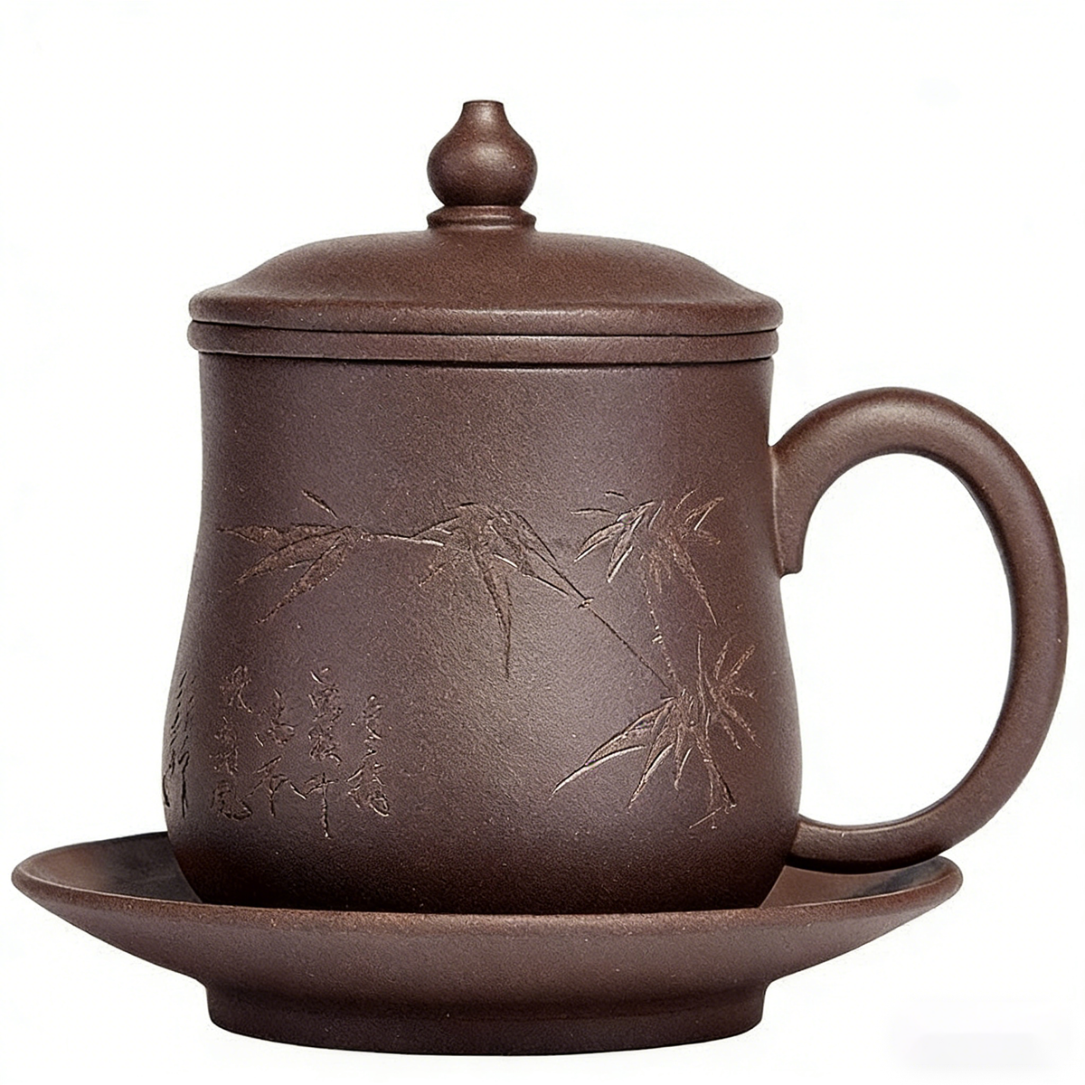 Authentic Handmade Yixing Tea Cup With Infuser And Saucer