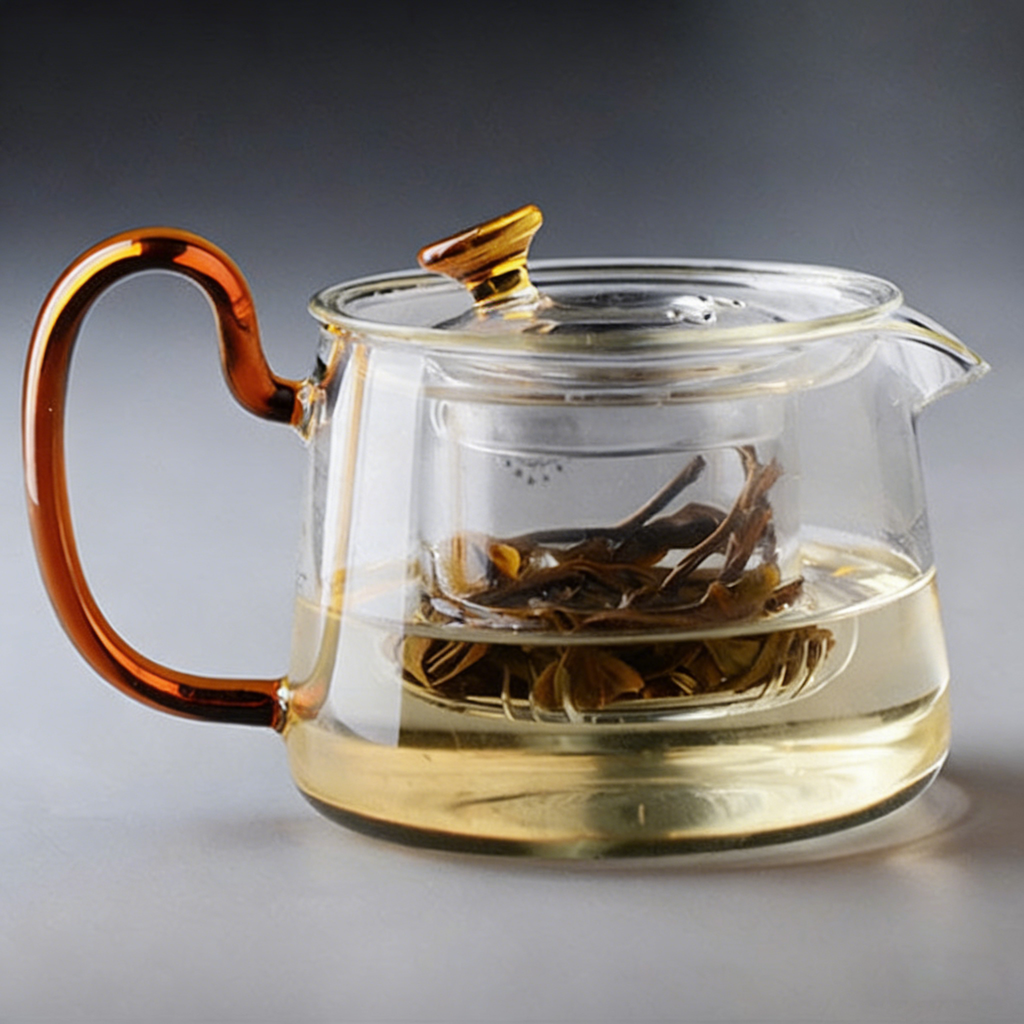 带干邑手柄的玻璃茶壶