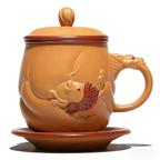 Yixing Purple Yellow Clay Fish & Dragon Tea Cup
