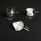 Leaf Tin Tea Strainer With Holder