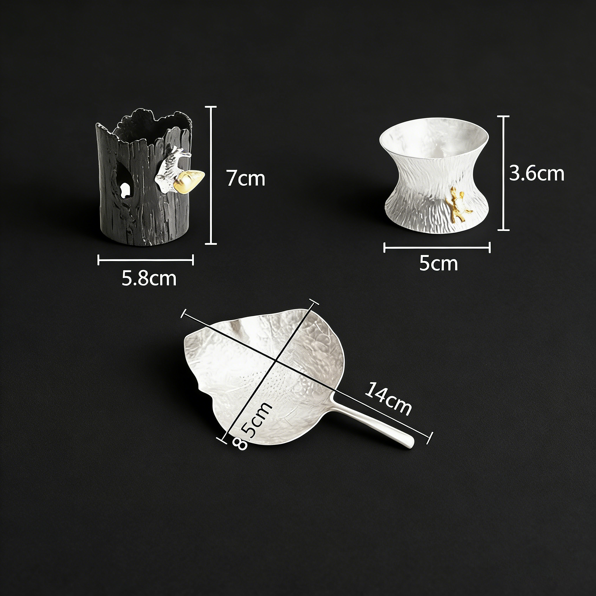 Leaf Tin Tea Strainer With Holder