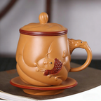 Yixing Purple Yellow Clay Fish & Dragon Tea Cup