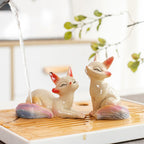 Color-Changing Fox Tea Pet – Standing & Lying Down Resin Figurines with Heat-Activated Effect