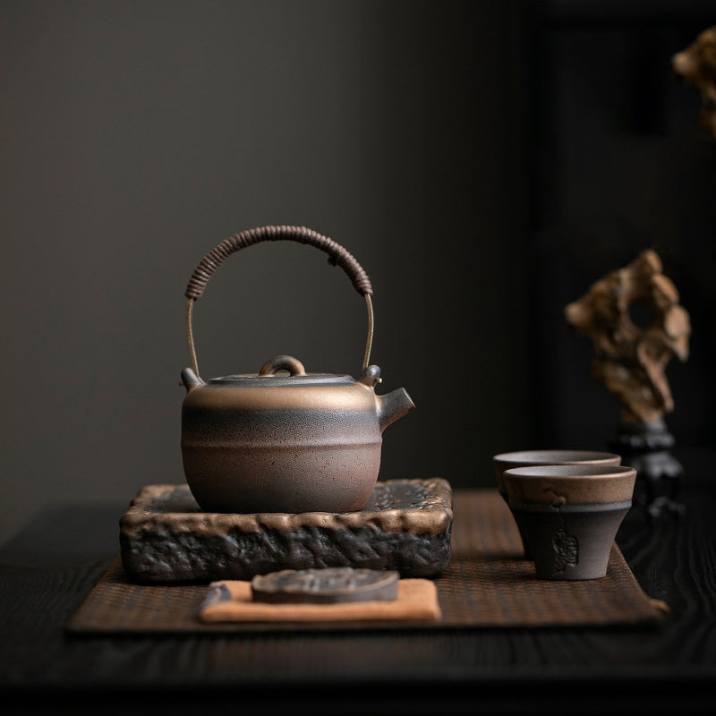 Chinese Teapot – Coarse Clay Handle Teapot, 220ml