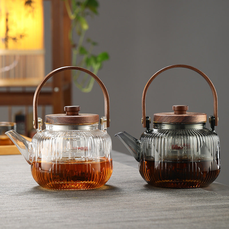 Diamond Pattern Glass Teapot – Heat-Resistant, Stovetop Compatible