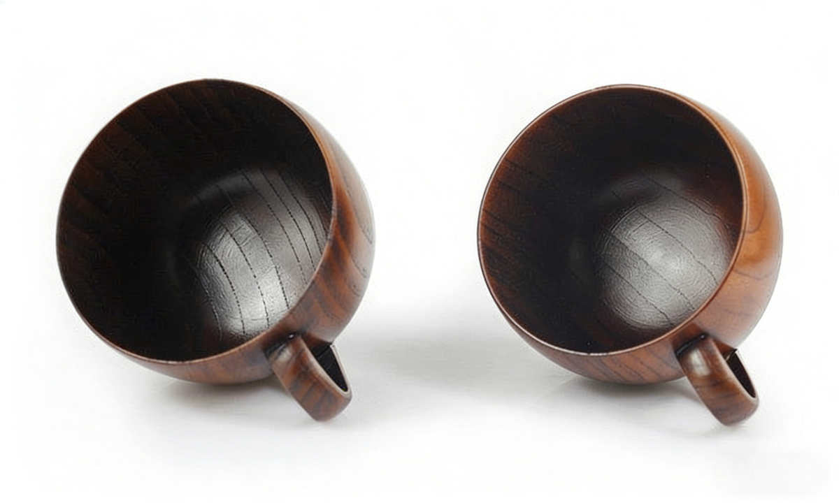 带碟勺木茶杯（两件套）