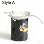 Leaf Tin Tea Strainer With Holder