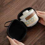 Porcelain Travel Tea Set – White, 1 Teapot + 2 Cups, with Capsule Travel Pouch