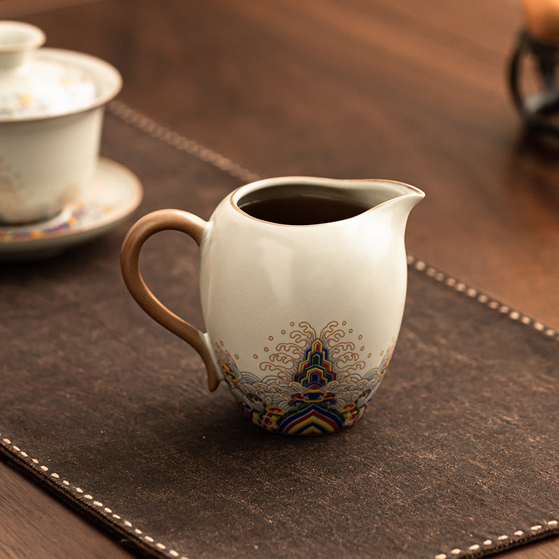 Ru Ware Fairness Cup – Beige Glaze, “Sea Cliffs” Pattern, 210ml