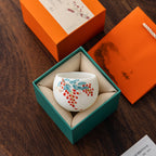 Hand-Painted Chinese Master Tea Cup – “Persimmon Fortune” & “Wisteria” Designs, 150ml