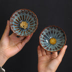 Kiln-Changed Glaze Tea Cup – Handcrafted Ceramic Gongfu Tea Cups with Metallic Inlay