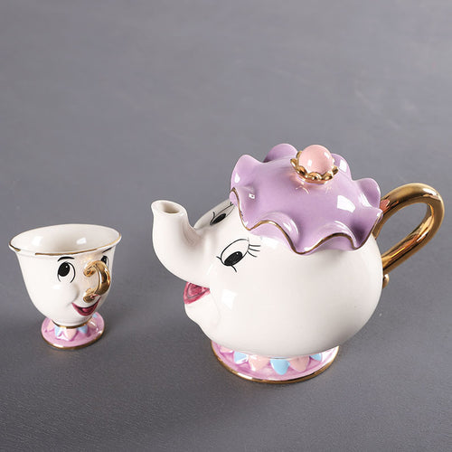 美女与野兽现代陶瓷茶具——波茨太太茶壶带茶杯