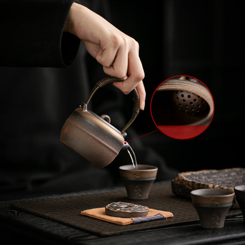 Chinese Teapot – Coarse Clay Handle Teapot, 220ml