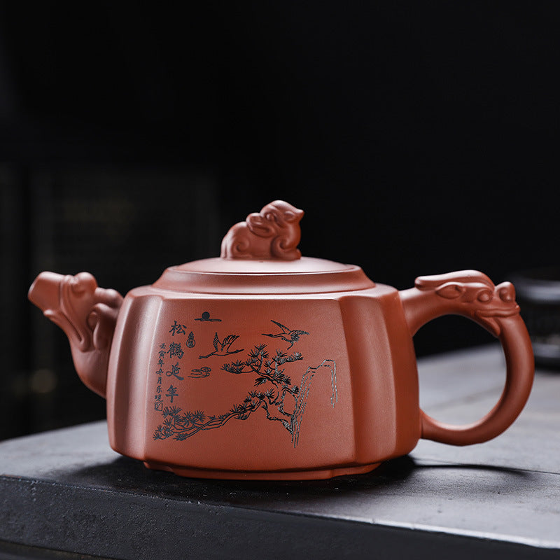 Chinese Teapot – Purple Clay Square Dragon Shape