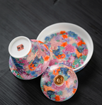 Enamel Painted Porcelain Gaiwan – Traditional Chinese Style, High Foot Design