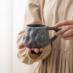 Irregular Hand-Pinched Ceramic Modern Tea Cup – Kiln-Changed Blue, 200ml