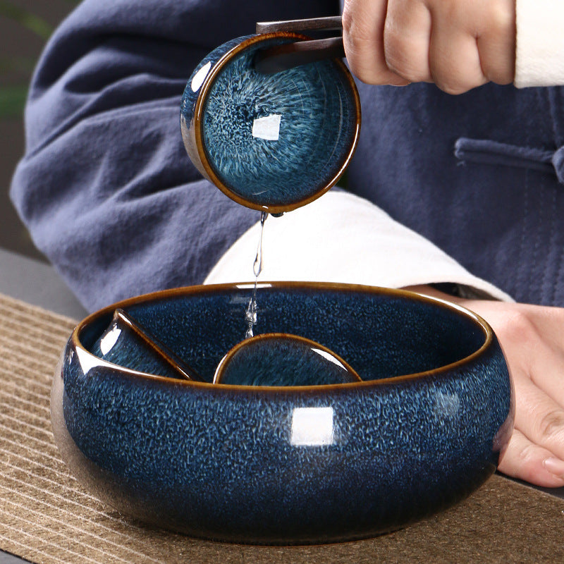 Kiln-Changed Ceramic Tea Washers – Hare’s Fur Texture, Chinese Style