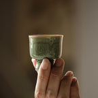 Longquan Celadon Chinese Tea Cup – Hand-Carved “Fu” Character with Phoenix Design