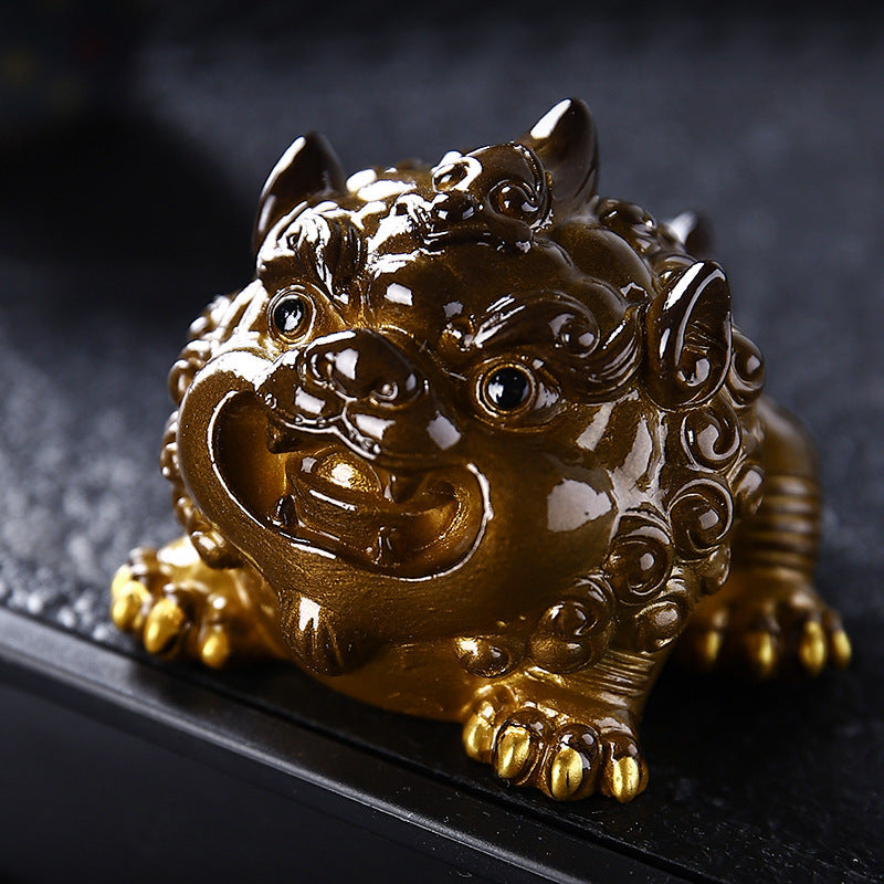 Color-Changing Pixiu Tea Pet – Auspicious Resin Figurine with Heat-Activated Effect