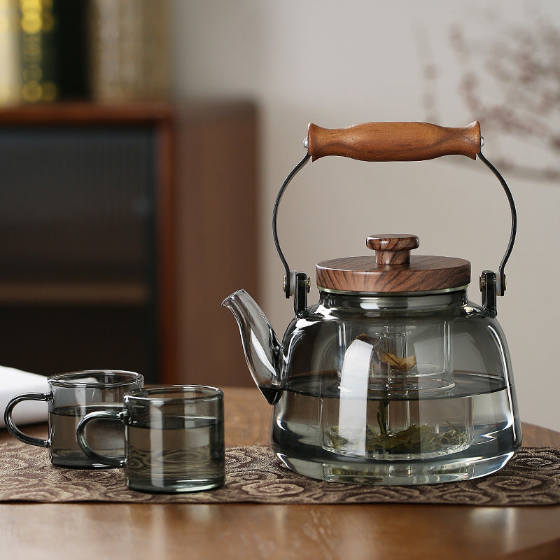 Glass Steaming Teapot – Heat-Resistant, 1000ml, Stovetop Compatible
