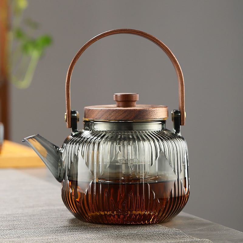 Diamond Pattern Glass Teapot – Heat-Resistant, Stovetop Compatible