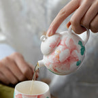 Hand-Painted Peony Porcelain Chinese Teapot – Pastel Pink, Built-in Filter, 160ml