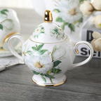 骨瓷山茶花现代茶具