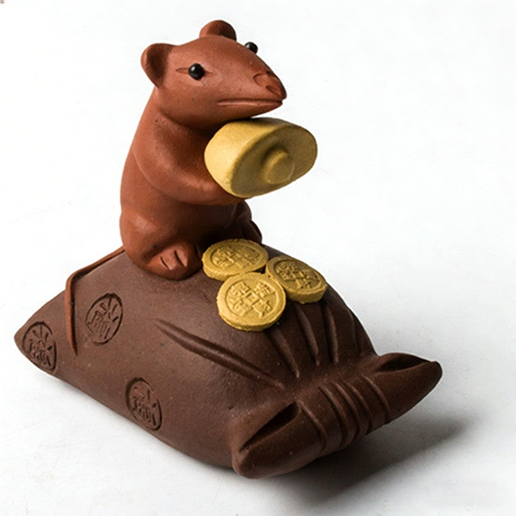 Purple Clay Mouse & Treasure Tea Pet