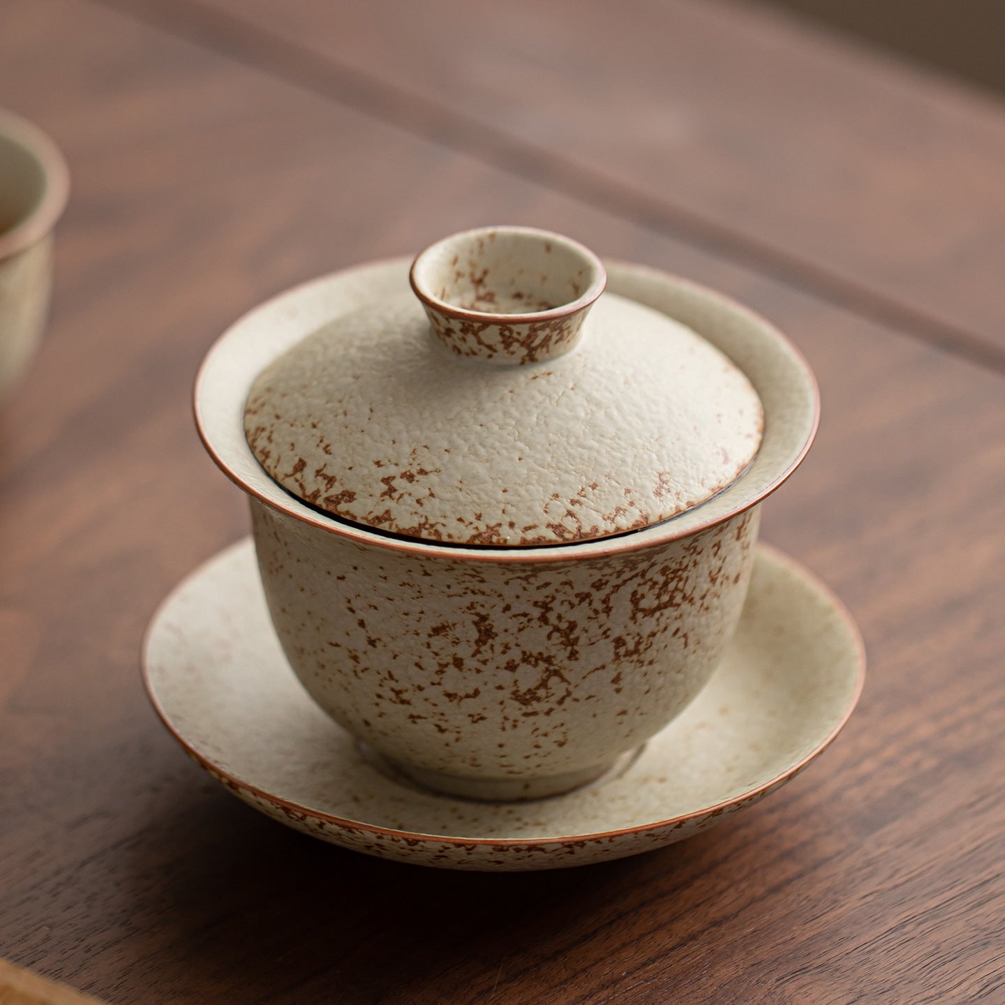 Fire Stone Red Gaiwan – Vintage Ceramic Tea Bowl, 200ml