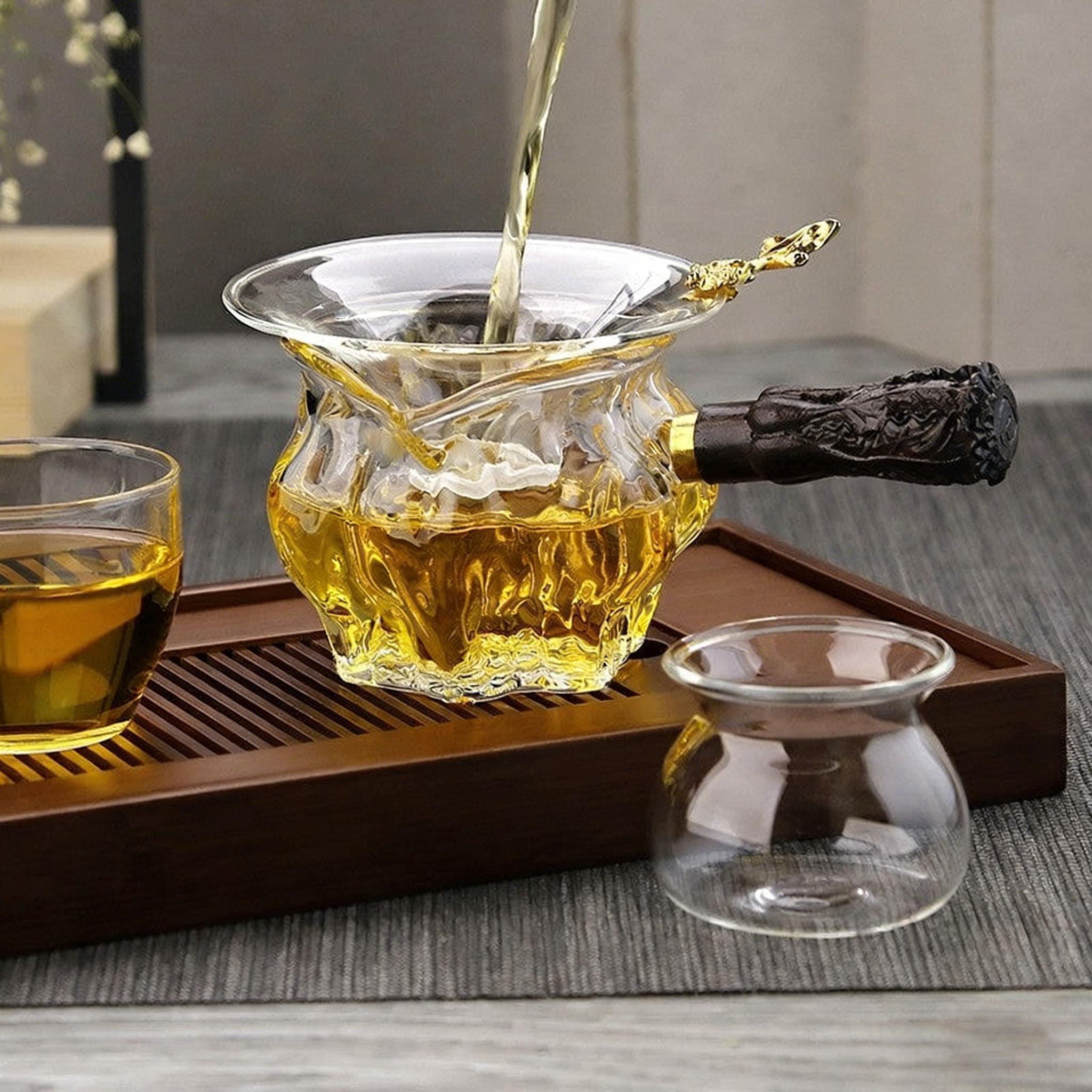 Glass Tea Strainer With Goldfish Handle