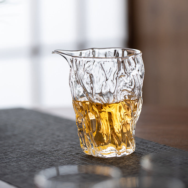 Tree Stump Fairness Cup – Borosilicate Glass, Hammered Texture, 260ml