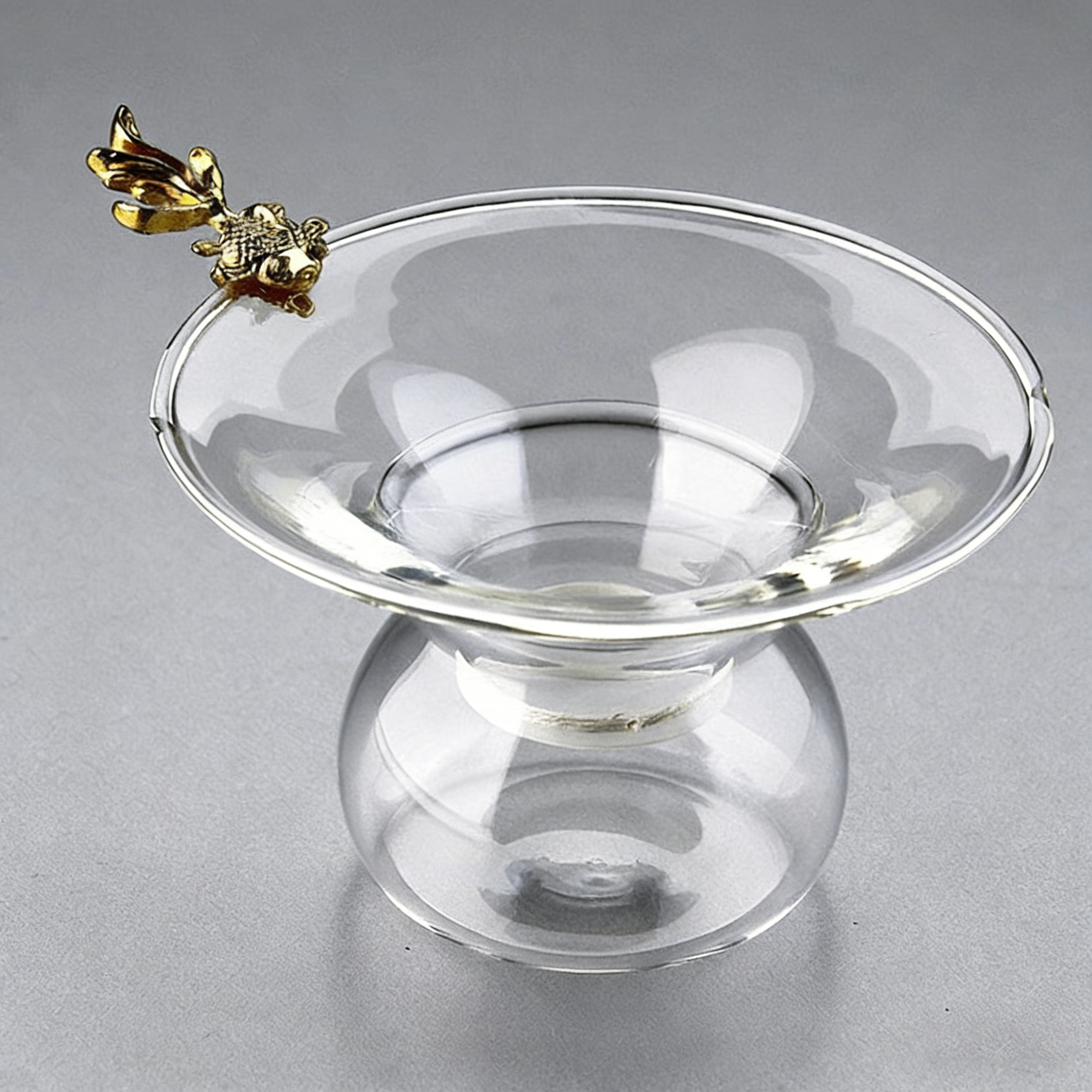 Glass Tea Strainer With Goldfish Handle