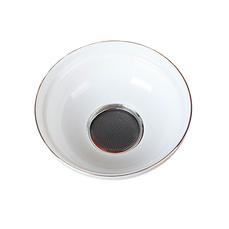 White Porcelain Tea Strainer – Tripod Stand Design, Ceramic Tea Filter