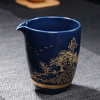 中式青花山水瓷茶具套装