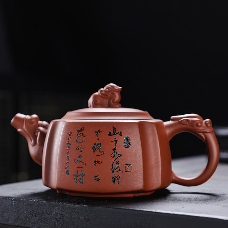 Chinese Teapot – Purple Clay Square Dragon Shape