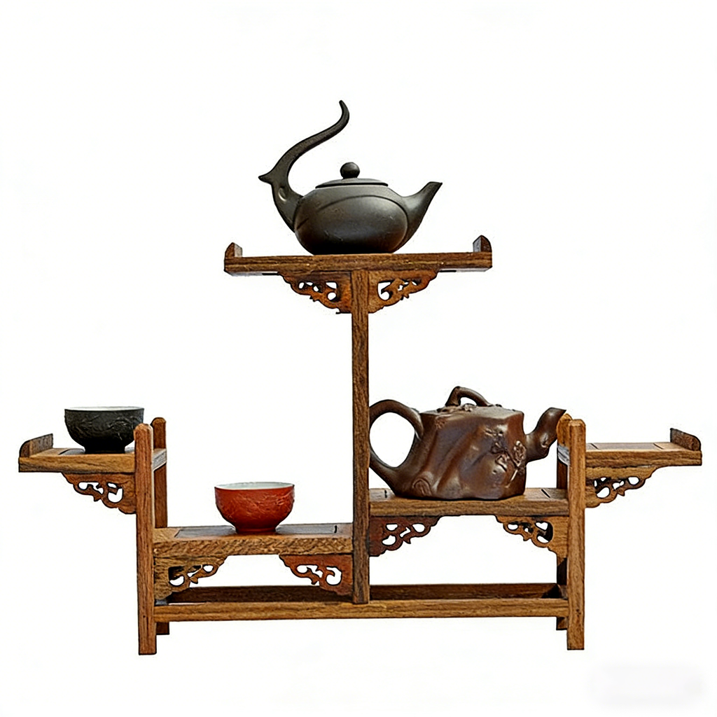 飞机型鸡翅木茶具架