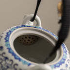 Ru Kiln Porcelain Teapot – Beige Glaze with Floral Motif, Traditional Chinese Style