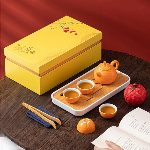 中式水果茶具套装带茶盘