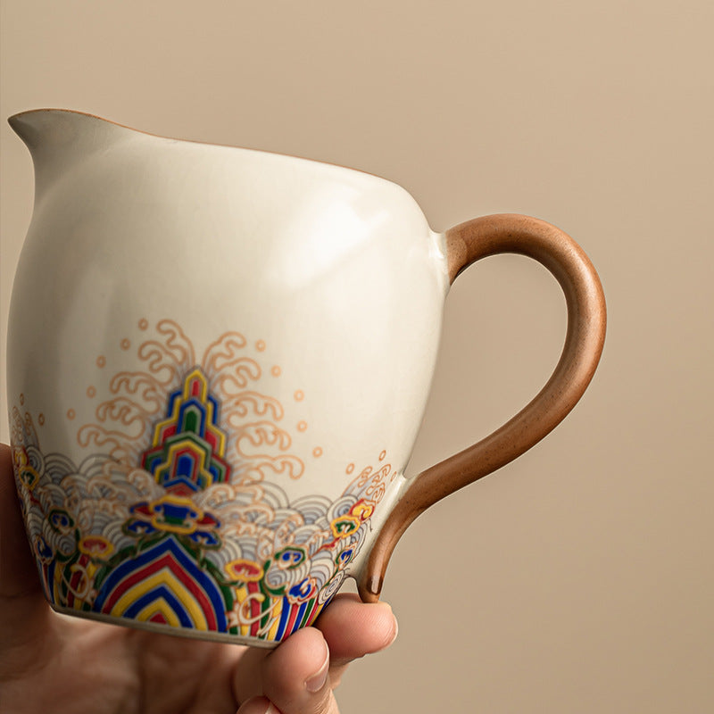 Ru Ware Fairness Cup – Beige Glaze, “Sea Cliffs” Pattern, 210ml