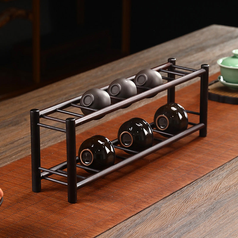 Bamboo Double-Layer Tea Utensil Holder – Tea Cup Drying Rack