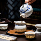 Jingdezhen Blue-and-White Linglong Chinese Tea Set – 8-Piece Gift Box