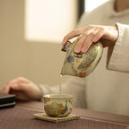 Song Dynasty Style Ru Ware Hand‑Held Chinese Teapot – Peacock Design, 200ml
