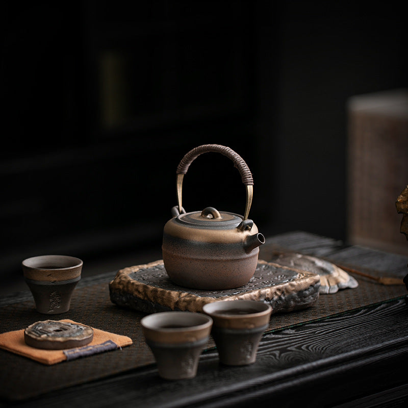 Chinese Teapot – Coarse Clay Handle Teapot, 220ml