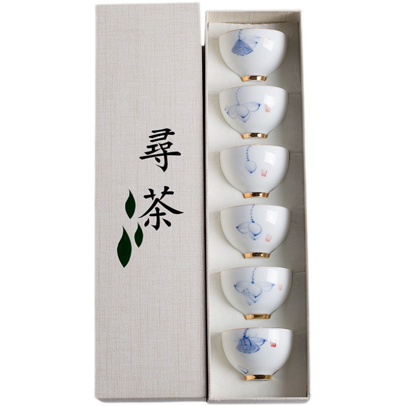 Dehua Hand-Painted Lotus Gongfu Tea Sets